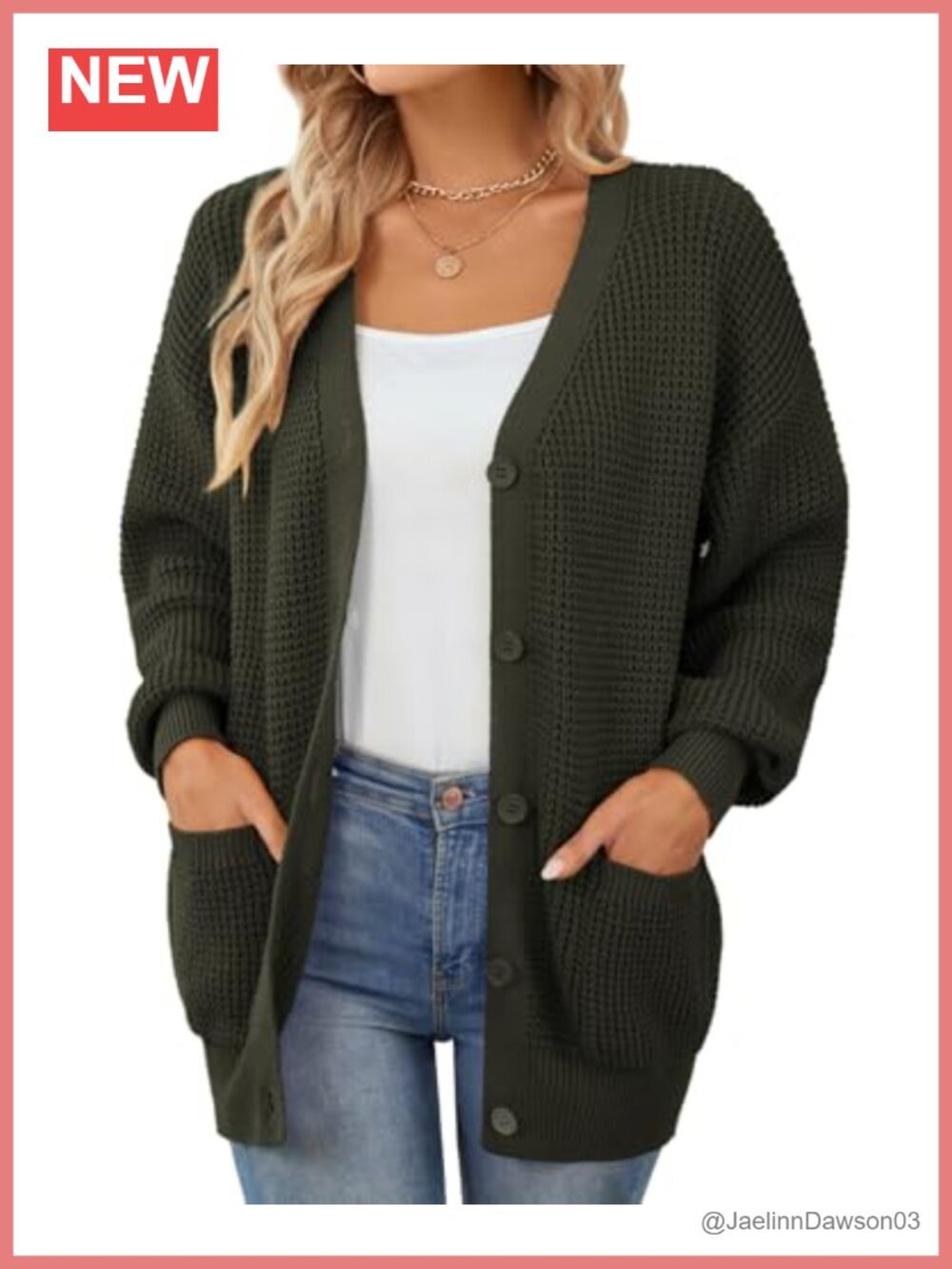 100% Cotton Button Up Cardigan Sweater with Pockets Long Sleeve Knit